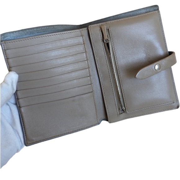 CELINE Strap Medium Multifunction Bi-fold Wallet Purse Leather Blue and Gray - Picture 2 of 8